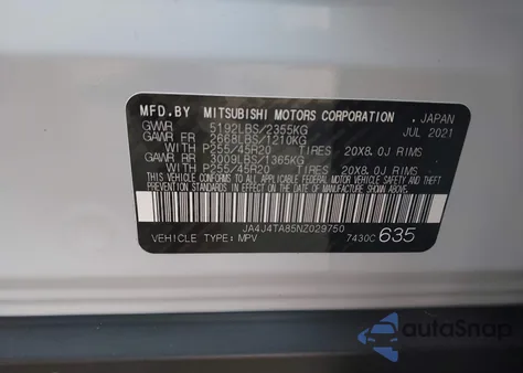 2022 Mitsubishi Outlander Es 2.5 S-Awc z USA, uszkodzony, nr VIN JA4J4TA85NZ029750